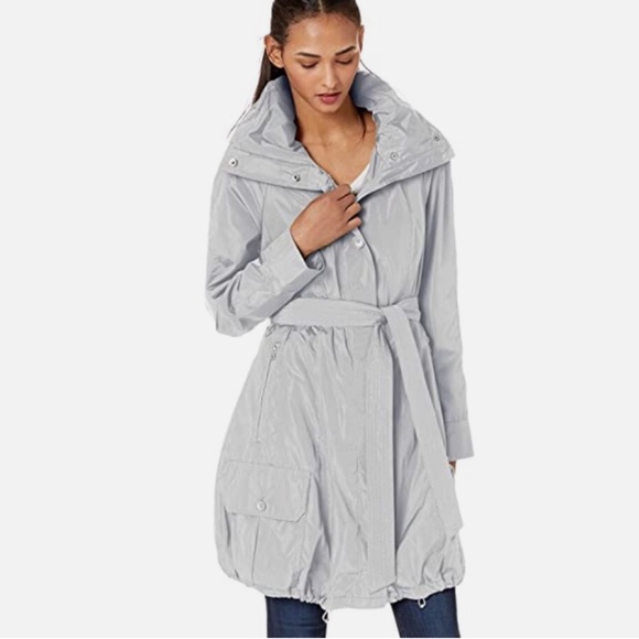 NWT Marc New York Andrew Marc Navarre Silver Bubble Trench Coat - Size L - Picture 1 of 12